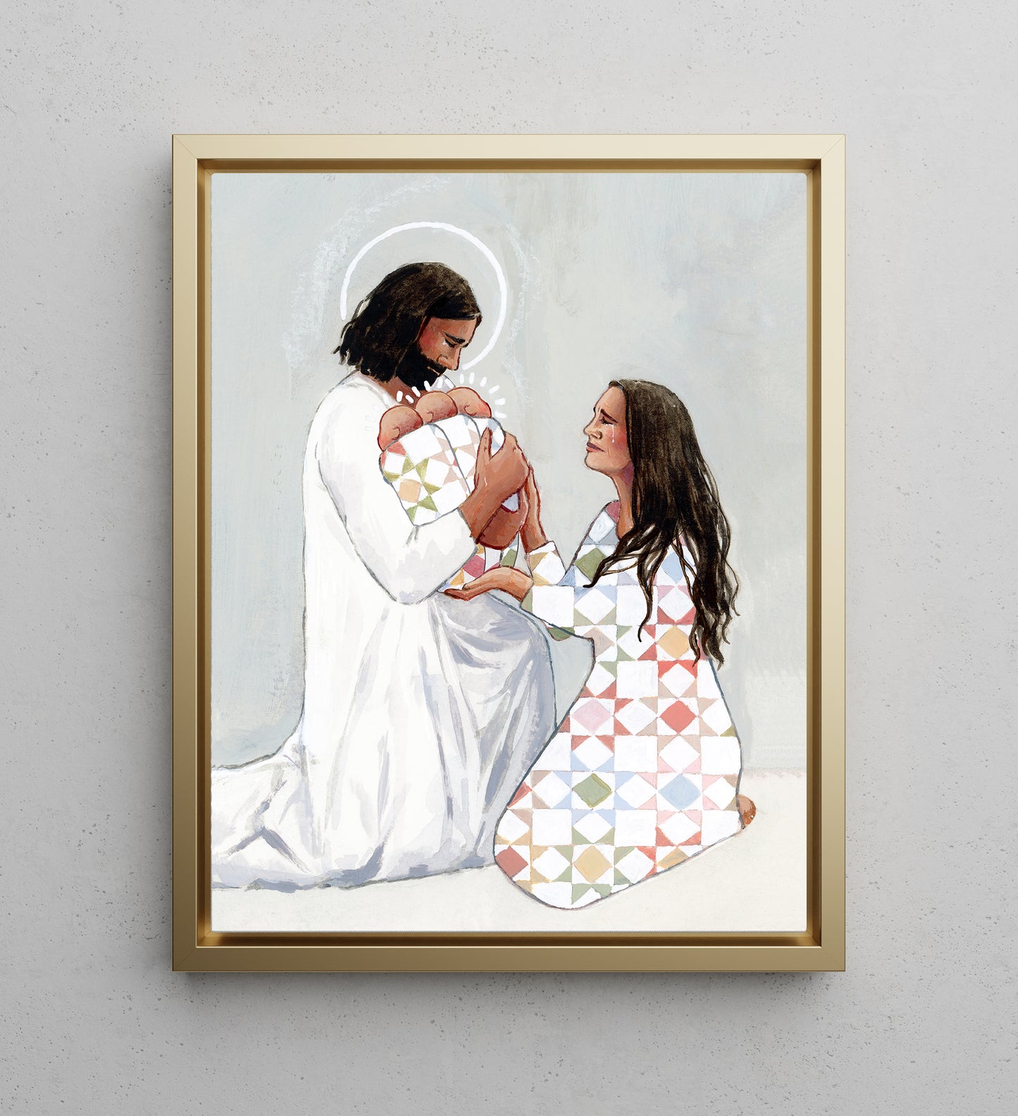 'For Safekeeping' (three babies) Canvas Print