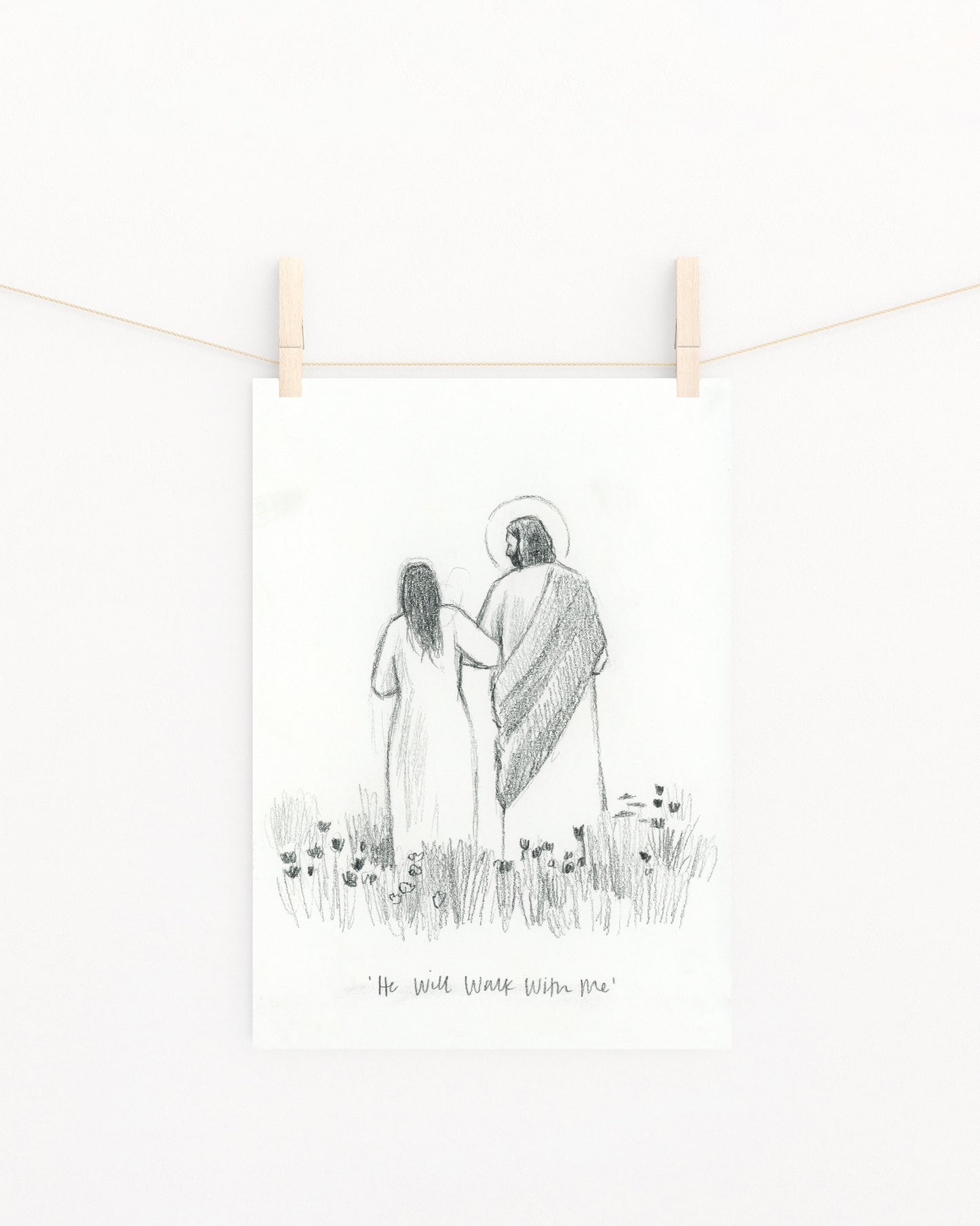 'He Will Walk With Me' Sketch Print