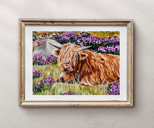 Highland Coo In Flowers